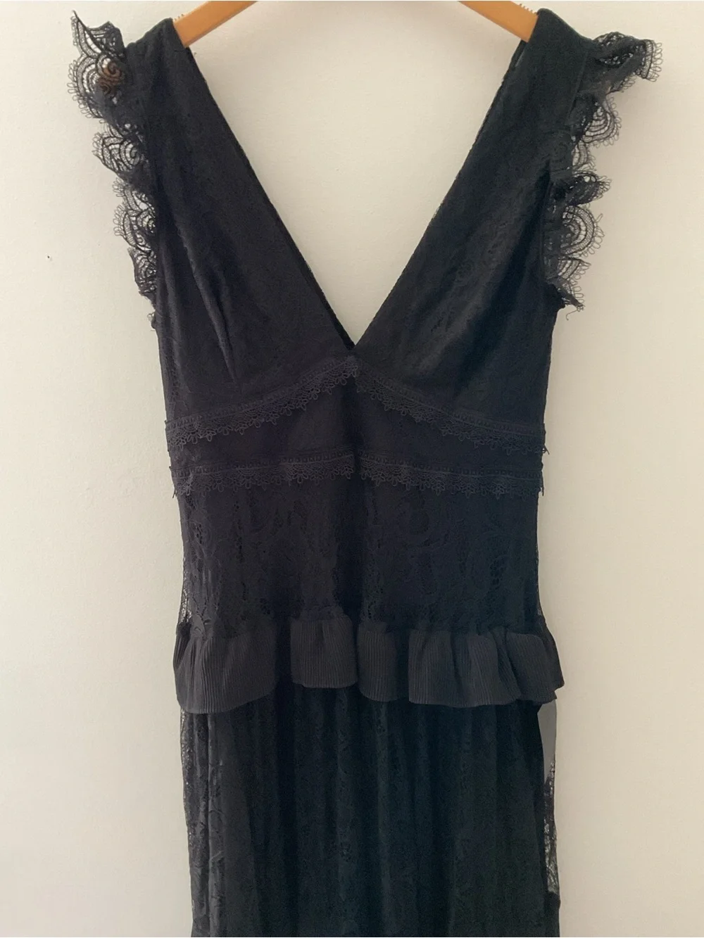 Lulus Marvelous Darling Black Crochet Lace Ruffled Tiered V-Neck Maxi Dress - Picture 5 of 16